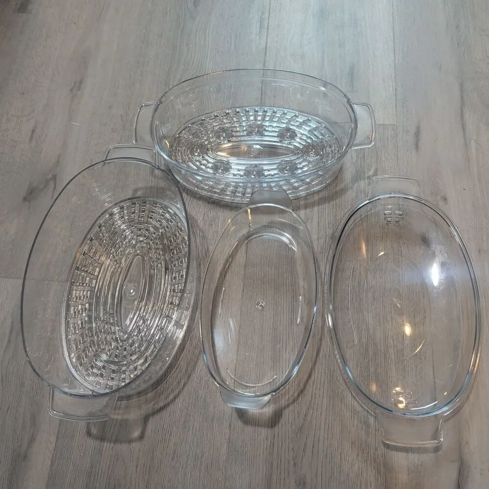 Oster Food Steamer Bowls OEM Lot Upper, Lower & Rice Bowl w/ Lid 5709 5711 5712